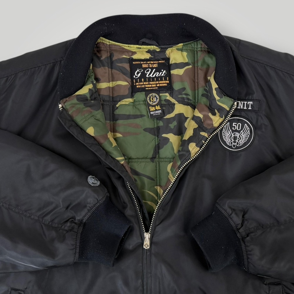 G-Unit‎ Bomber Jacket Mens 4XL Black Camo Lined Hip Hop Streetwear